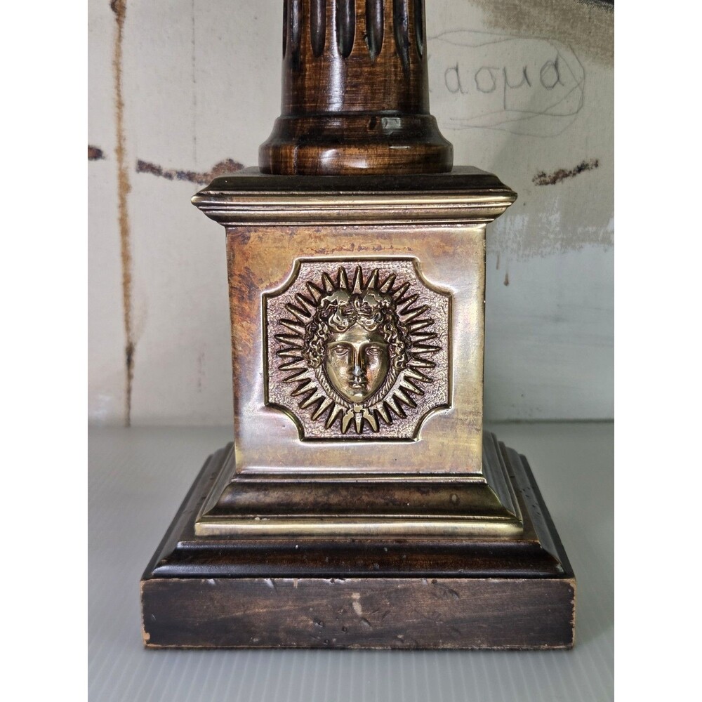 FREDERICK COOPER Hollywood Regency HELIOS Lamp Greek Sun God Face Brass & Wood